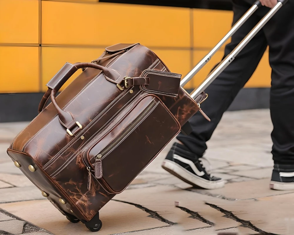 mens leather carry on duffel bags